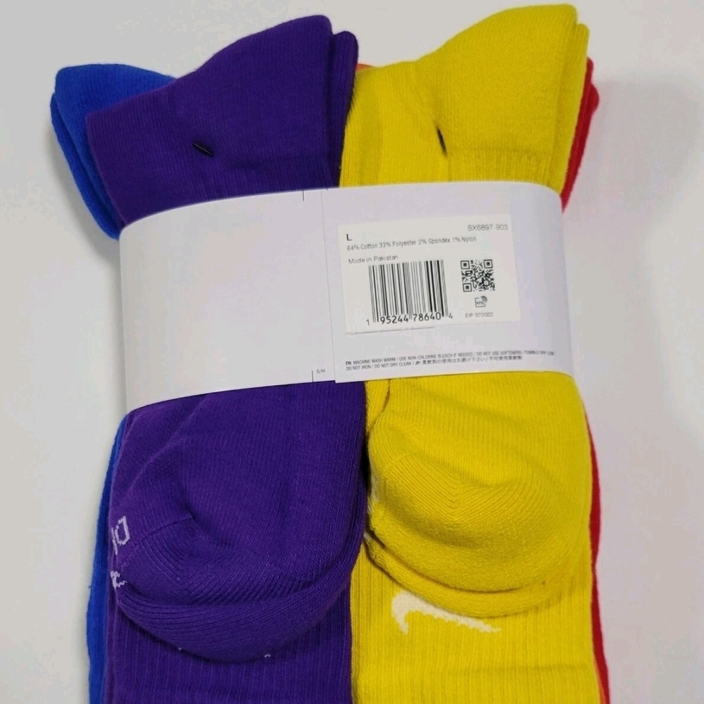 Nike Everyday Plus Men's Athletic Socks - Vibrant Multicolor Pack - Picture 2 of 3